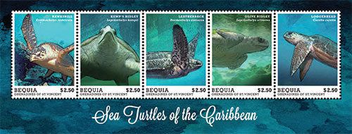 Bequia of saint vincent - sea turtles of the caribbean, 2012 - s/h mnh