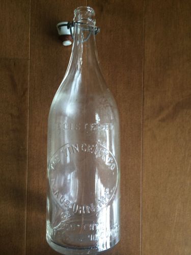 A clear vintage, AUBURN maine, VINCENT CO. bottle - With Stopper!