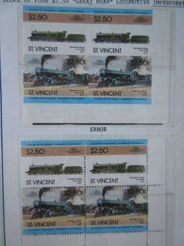 St. vincent.1985 trains imperforate block of 4.