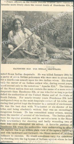 AJS-739 Antique Print Handsome Elk, The Indian Sioux Desperado