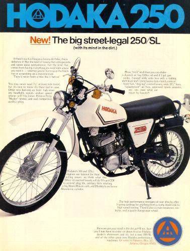 1977 Hodaka 250 SL Enduro Motorcycle Original Color Ad