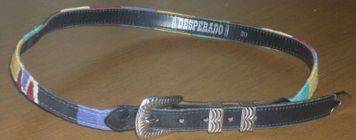 Desperado Western Style Multi-Colored Leather Belt~Size 30~Silvertone Hardware