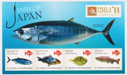 St. vincent &amp; the grenadines - fish of japan, 2011 - s/h mnh