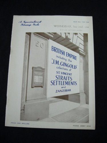 Robson lowe auction catalogue 1948 british empire with st vincent etc &#039;gingold&#039;