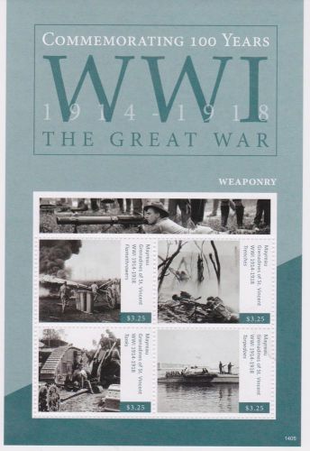 Mayreau St Vincent - World War I, 2014 - 1405 Sheetlet of 4 MNH