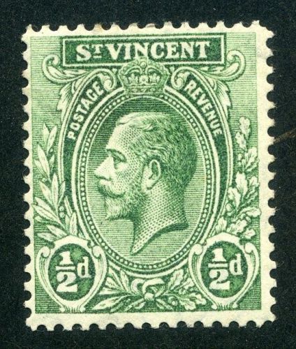 St.vincent;   1913 early gv issue mint hinged 1/2d. value