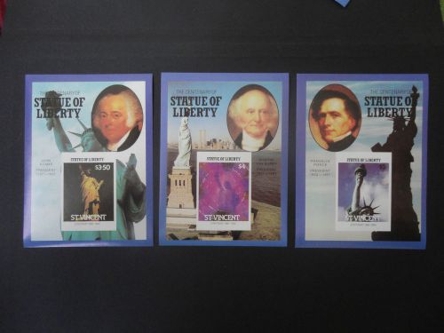 Snt vincent 1986 presidents - statue of liberty 3 deluxe blocks mnh vf