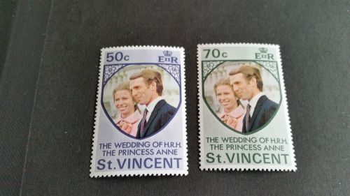 St.vincent 1973 sg 374-375 royal wedding mnh