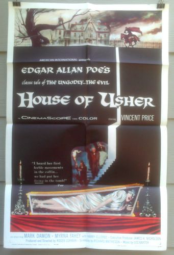HOUSE OF USHER ORIG 1960 VINCENT PRICE EDGAR ALLAN POE HORROR ONE-SHEET *UNUSED*