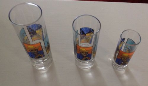Set of 3 spirits of vincent van gogh tallboy glasses.