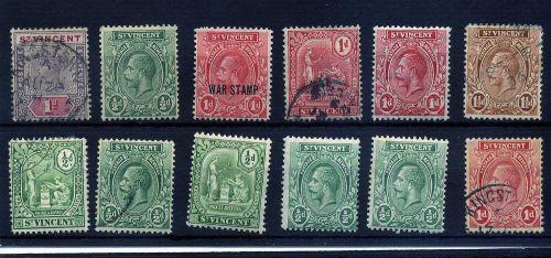 ST.VINCENT. 12 -- QV/G5 MOUNTED MINT/ USED STAMPS ON STOCKCARD