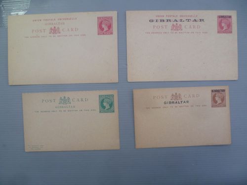 Gibralter pre paid postcard Queen Victoria 1/2d &amp; 1d two overprint on st Vincent