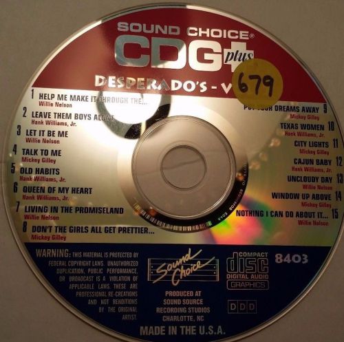 Sound choice spotlight karaoke cdg rare out of print sc8403 desperados