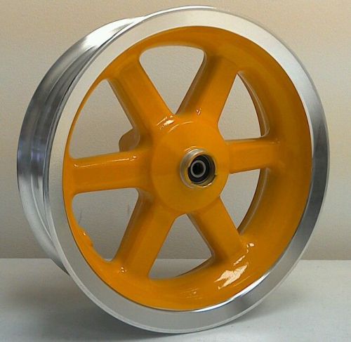 1 NEW Front Aluminum Scooter Wheel 12x3.5 12&#034; Yellow w/ Polished Lip Vento CPI