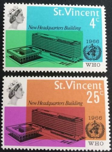 1966 WHO New Headquarters Buildings 2v Mnh St Vincent