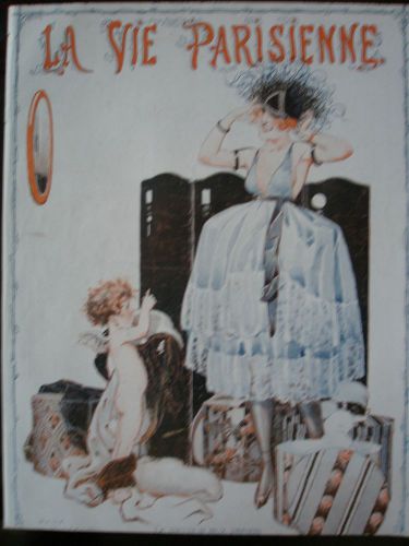 LA VIE PARISIENNE ORIGINAL PRINT CURIOSA 1919 VINCENT DRESSING DRESS HAT