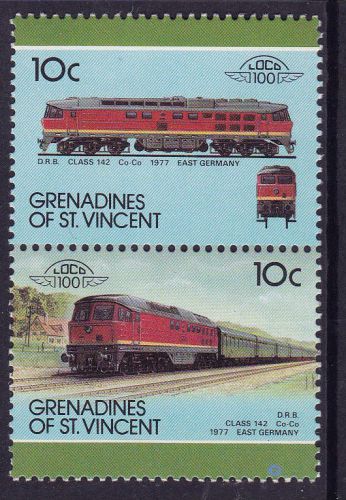 Grenadines of st vincent loco 100 drb class 142 locomotive east germany stamps