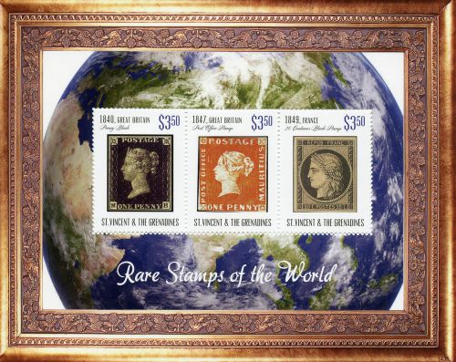 St Vincent &amp; The Grenadines 2014 MNH Rare Stamps World 3v M/S GB Penny Black