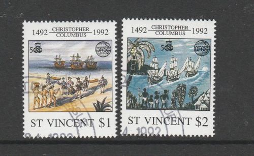 St vincent 1992 columbus pair vfu/cto sg 1981/2