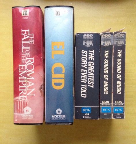 Beta Tape Lot Betamax 4 Movies 8 Tapes Epics