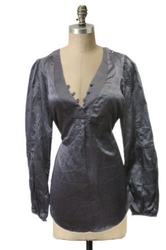 Twelfth street by Cynthia Vincent satin blouse charcoal size XS