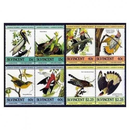 St Vincent 807-810 ab pair,MNH.Michel 790-797 John Audubon&#039;s birds,1985.
