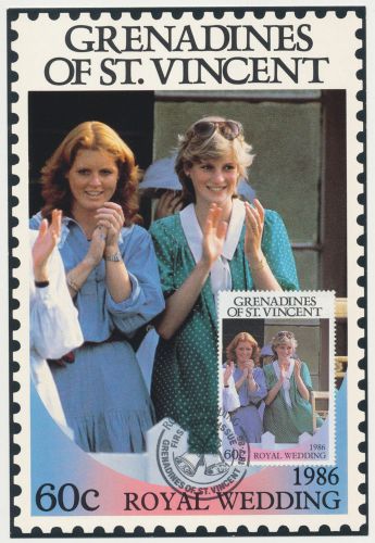 1986 royal wedding first day postcard - grenadines of st vincent