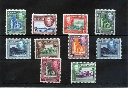 St.vincent 10 --- 1938 g6 mounted mint stamps on stockcard