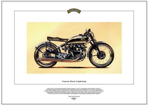 Vincent black lightning motorcycle art print