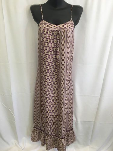 Twelfth Street by Cynthia Vincent 100% Silk Purple &amp; Beige Maxi Dress Size S