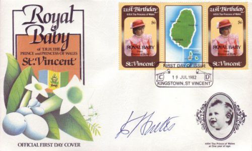 St. Vincent - Princess Diana - Signed By Designer Royal Baby First Day Cover