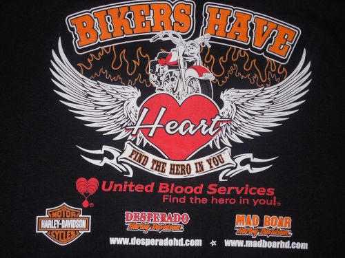 Harley Davidson Biker Have Heart United Blood Service Desperado Mad Boar T-Shirt