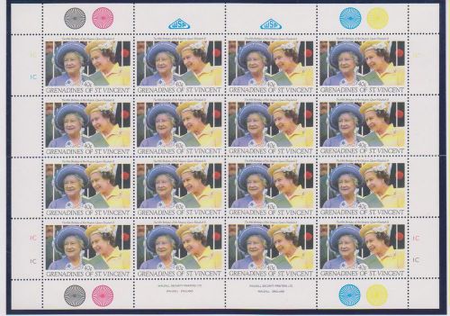 (22) grenadines of st. vincent 1991 sheetlet of the 65th birthday of queen u/min