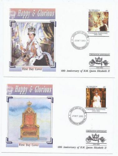 f602 St Vincent &amp; the Grenadines / 4 x First Day Covers Q E II Used