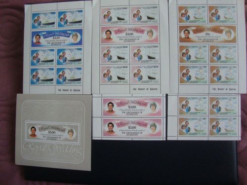 Wedding 1981 charles &amp; diana, st vincent gren stamps, s/sheet, booklet panes